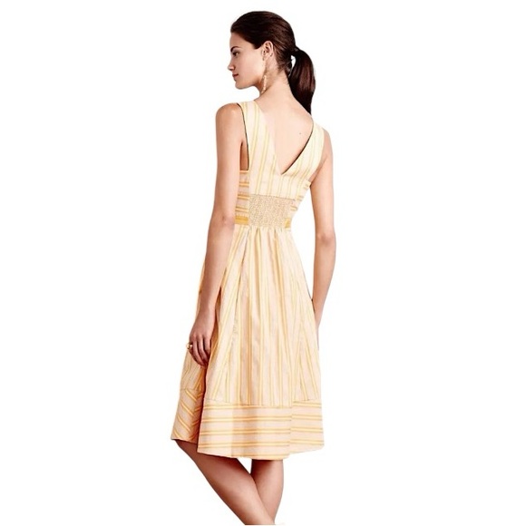 $178 Anthropologie Vintage Cross Front Sun Dress 8 Medium Yellow HD in Paris NWT - Picture 7 of 14
